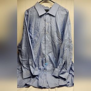 Men's Rochester blue Eyptian cotton.long sleeved dress shirt with French cuffs
